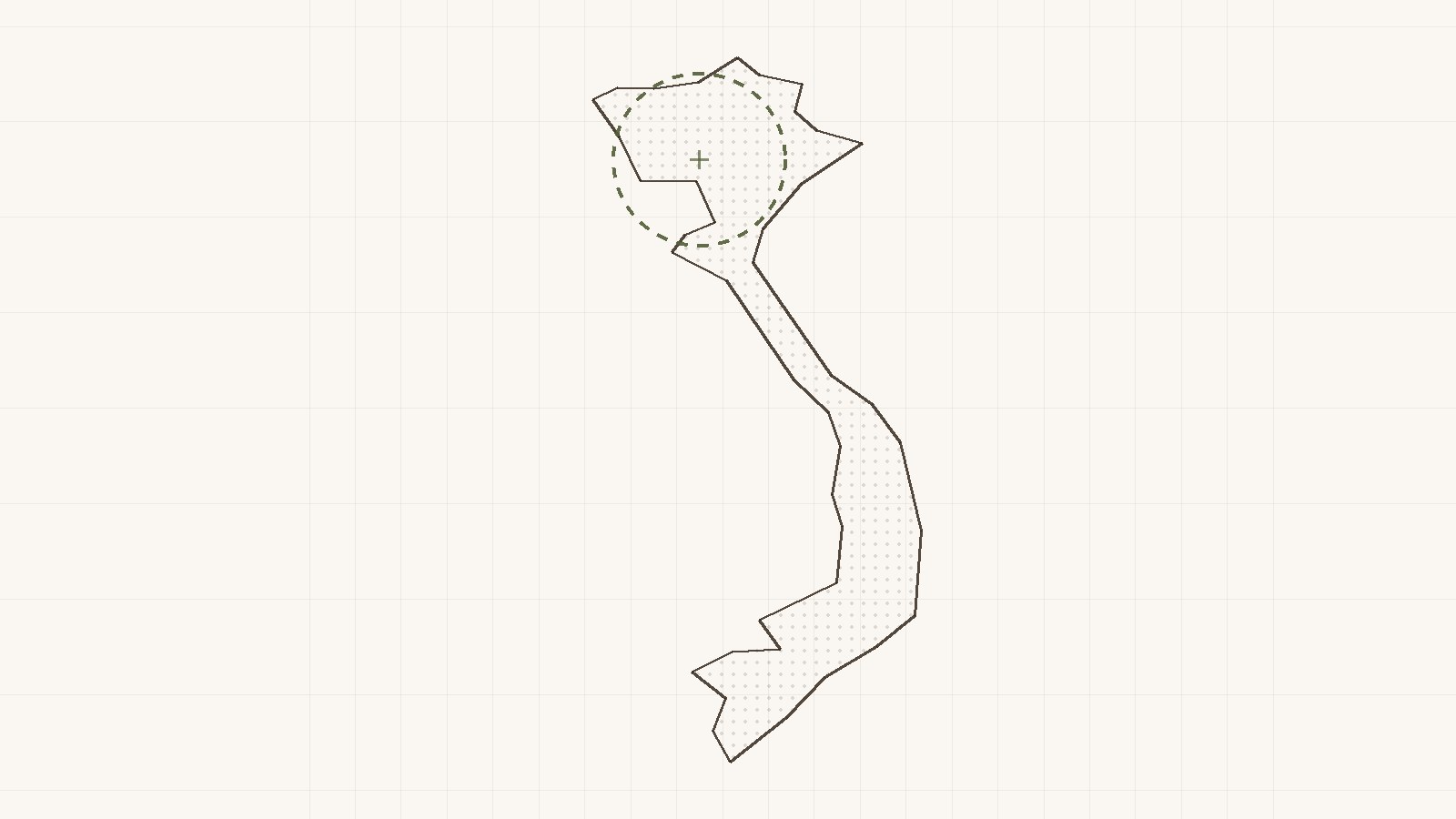 A survey map of Vietnam with an undisclosed search area marked.
